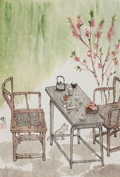 古风饮茶图