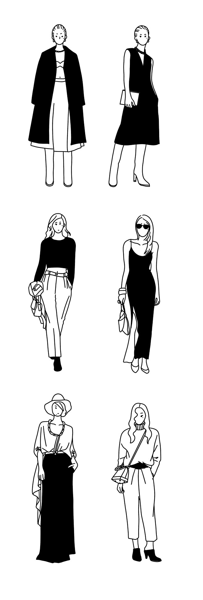 简笔画服装设计时尚人物插画
