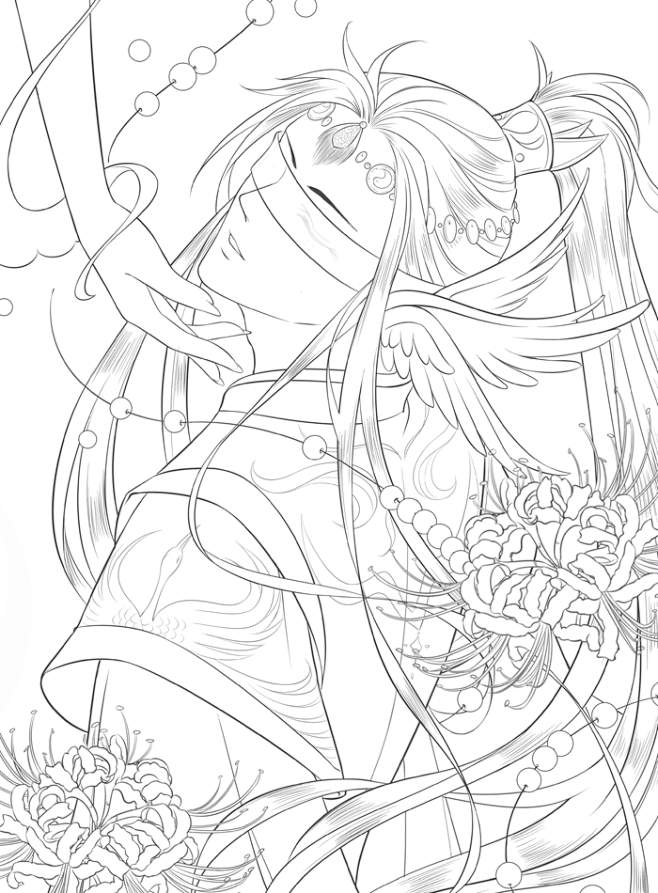 线稿-花瓣网|陪你做生活的设计师 | 黑白古风线稿人物