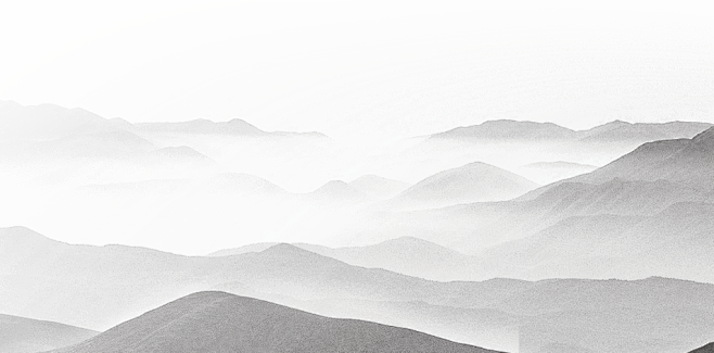 中国风水墨山水晕染远山风景山峰国画山水画黑白色雾气山云