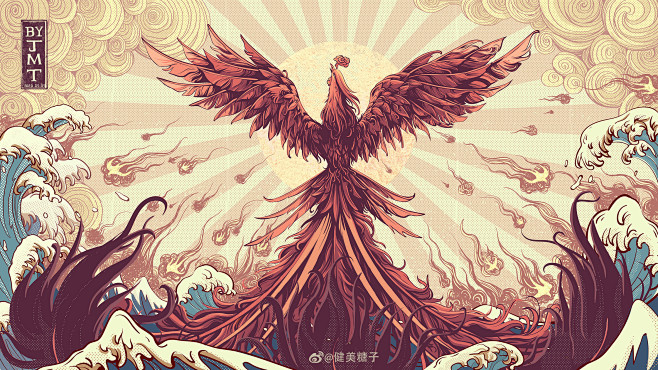 国潮插画龙凤呈祥健美糖68design