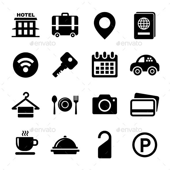 酒店的图标集-杂项图标Hotel Icons Set - Misce