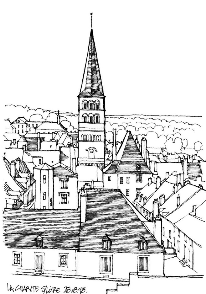 国外大师建筑手绘素描速写绘画340