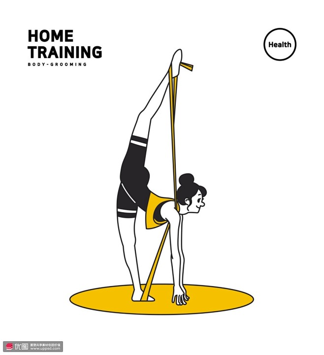 普拉提拉伸带卡通健身
