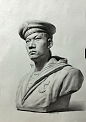 铅笔素描#石膏人像
名称：中国海军战士
尺寸：2开
用时：6小时