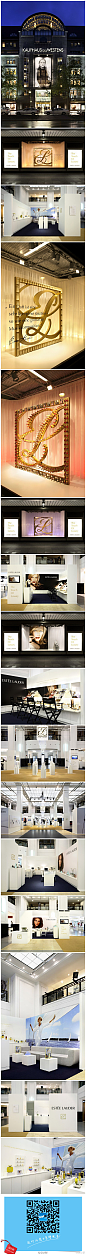 【雅诗兰黛展场设计】创立于1946年， Estée Lauder 公司始终秉承一个信念：把美丽带给每一位女性。德国plajer & franz 工作室受到委托为柏林著名的 KaDeWe 百货公司前厅的临时展场设计，将展场与商场环境完美结合，让品牌与柏林最古老的高档百货商店交相辉映，装点出高贵典雅的展示空间。