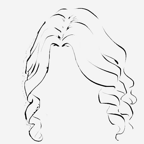 手绘单线卷发女士发型高清素材卷发造型头发造型女士头发女生发型波浪