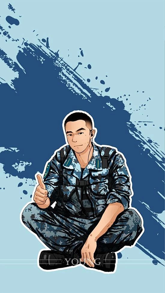 军人军旅帅气致敬绘画插图来自young军旅漫画