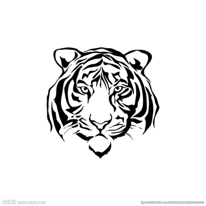 老虎的头像黑白图片