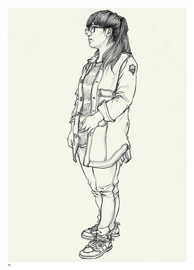 人物速写单人速写长发女青年站姿美术作品图库美术宝图库