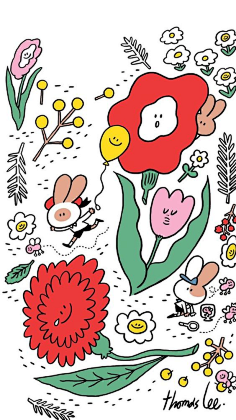 thomas lee-花瓣网|陪你做生活的设计师 | 猫咪面包屋和花园卡片插画