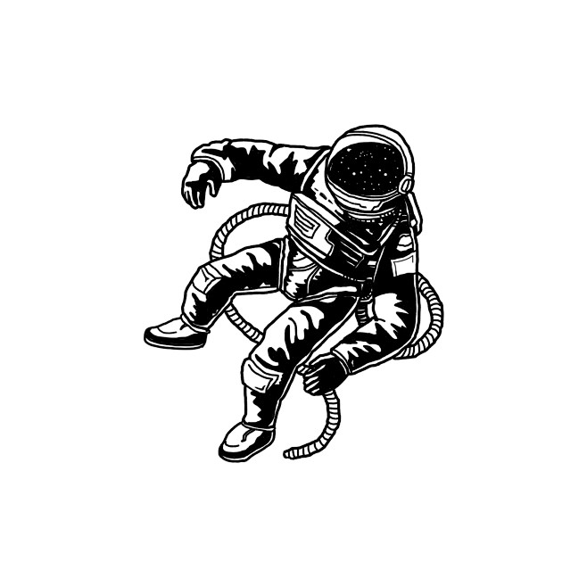宇航员手绘平面线条宇宙练习纹身