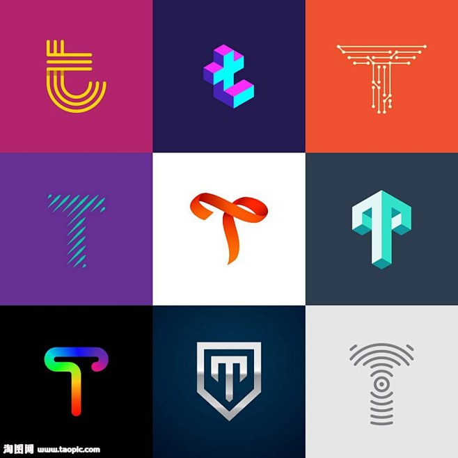 logo-花瓣网|陪你做生活的设计师 | t字母造型彩色logo