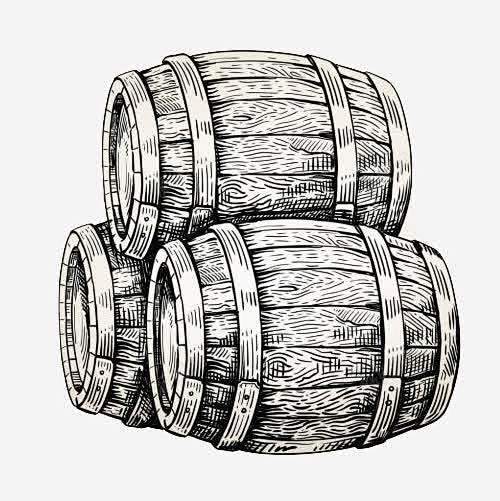 红酒葡萄酒橡木桶素描图案高清素材图案橡木桶素描风格