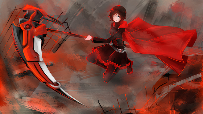 anime 2560x1440 anime girls rwby ruby rose weapon scythe