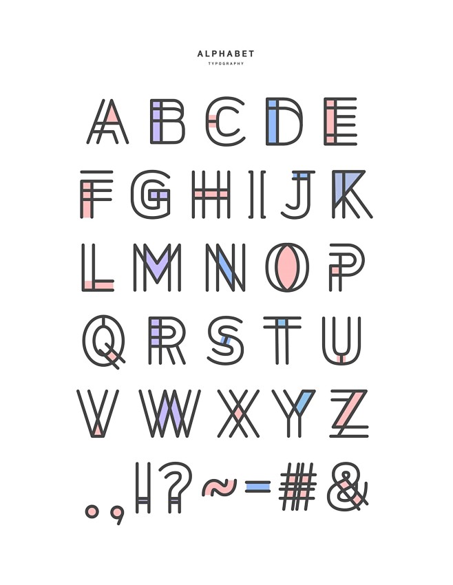 简单线条重叠排列创意字母英文字体设计aitid291t000886