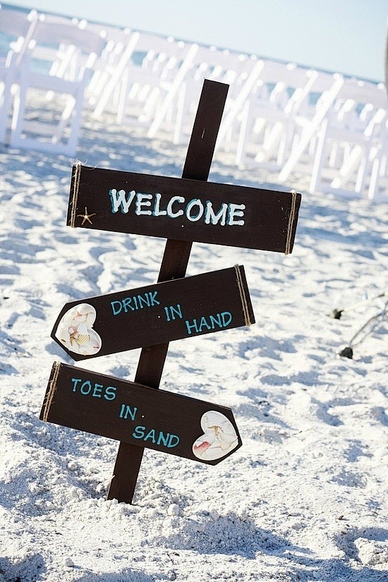 15款海滩婚礼指路牌标出你的个性