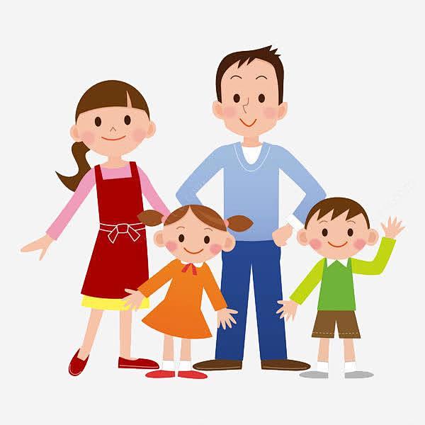 合照的4口之家高清素材一家人一家人手绘亲人合照四口之家家人家庭