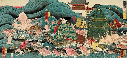 com 日本浮世绘鬼才画家歌川国芳的三联画.