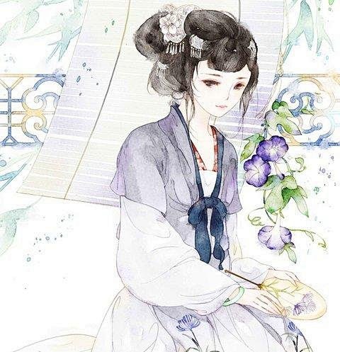 古風美女素材手繪漢服女古裝素材插畫教程古風發飾水彩教程xf061