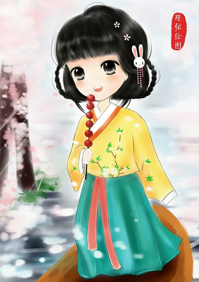 中国风汉服插画汉民族服饰之袄裙chinesehanfu