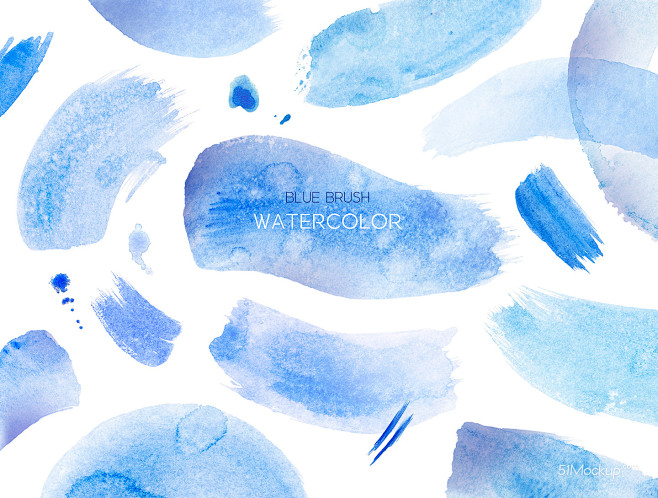 bluebrushwatercolor蓝色笔刷墨迹笔触psd分层素材ti246a6405平面设计
