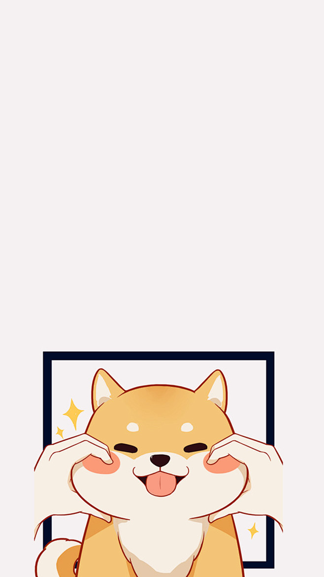 可爱卡通柴犬手绘图片手机壁纸