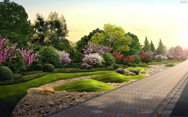 道路绿化景观效果psd分层