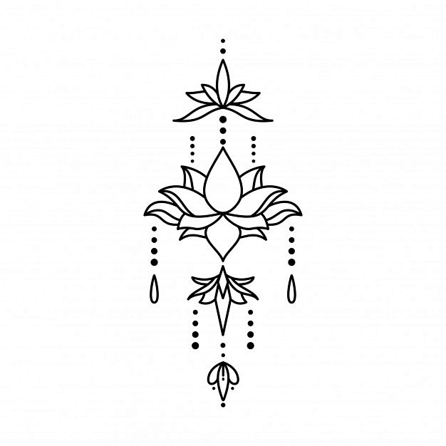 几何莲花纹身花纹图案矢量图