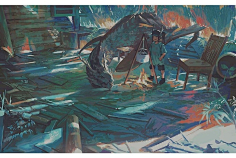 子时之秋采集到场景插画