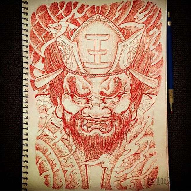 日式手稿阎王纹身图案