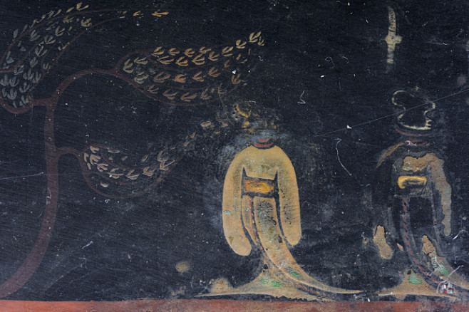 战国 妆奁盖漆画 表现了聘礼行迎场景.雍.