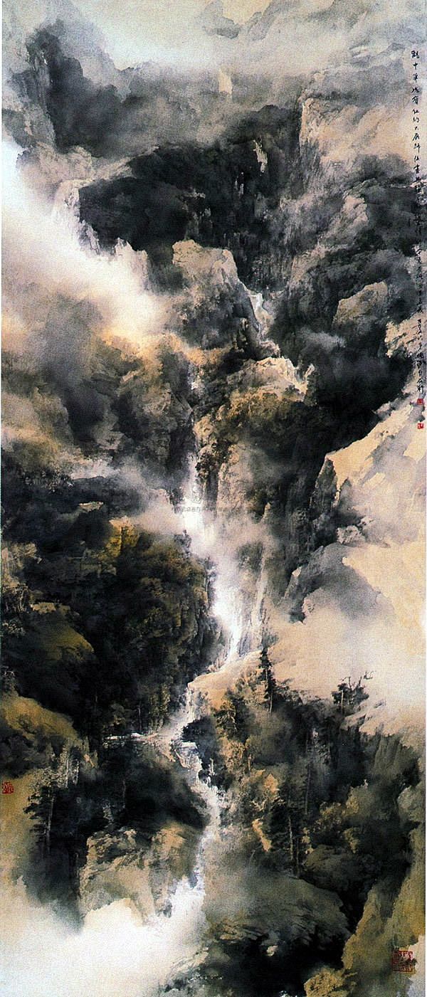 国画何百里的泼墨大写意山水