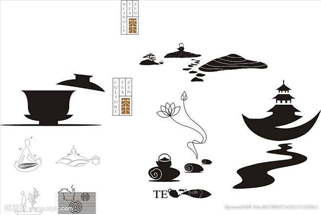 茶元素茶包装设计矢量图