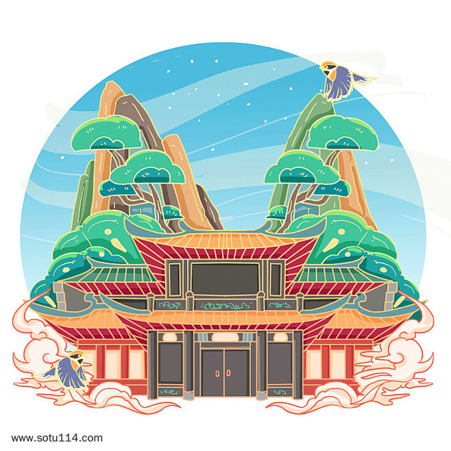 成都景点青羊宫国潮