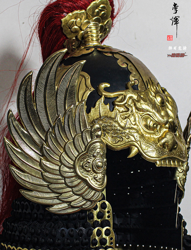 明制大汉将军之寒铁金麒麟凤翅明盔铠甲头盔汉服淘宝网