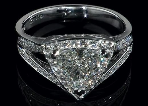 Trillion Diamond Halo Engagement Ring 
