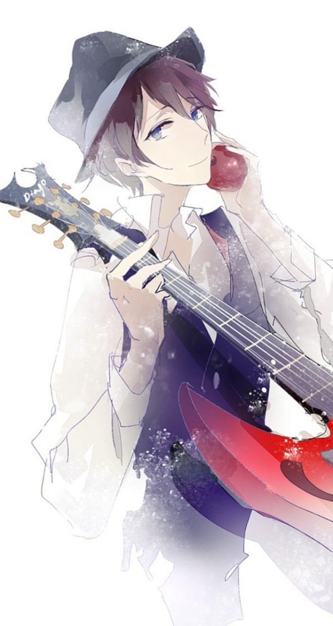 谁家二次元p站二次元插画少年动漫妖孽同人原创壁纸吉他系列之乐器