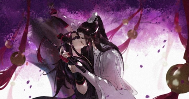 魔道祖师忘羡给忘尘如羡同人曲画的情景海报猎场树下
