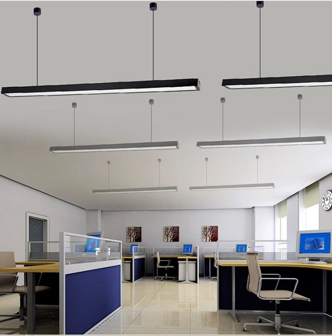 简约铝材led办公室吊灯写字楼工程照明吸顶灯直尺灯t5长条吊线灯淘宝