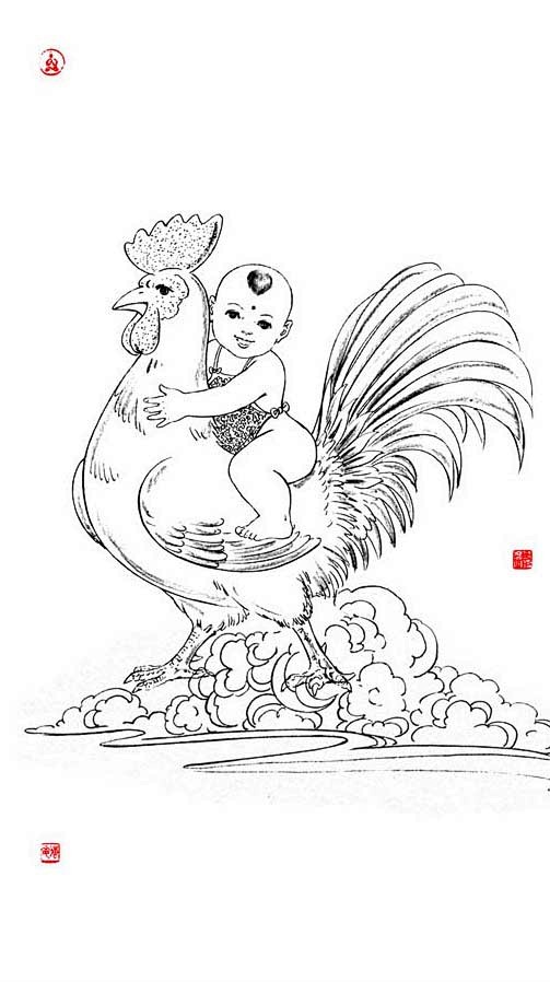 童子白描图人物工笔素材白描素材工笔花鸟工笔山水工笔人物白描人物