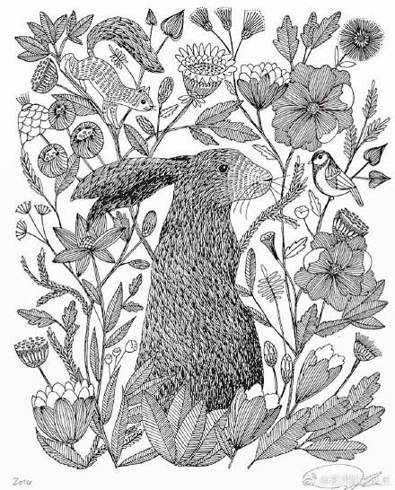 来自国外手绘插画师贾斯汀兰登一组线描作品