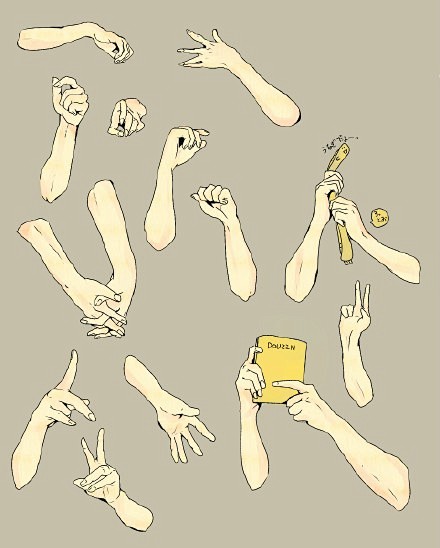 sai资源库动漫人物手躯干等角度参考基础练习不能停不同动态的手躯干