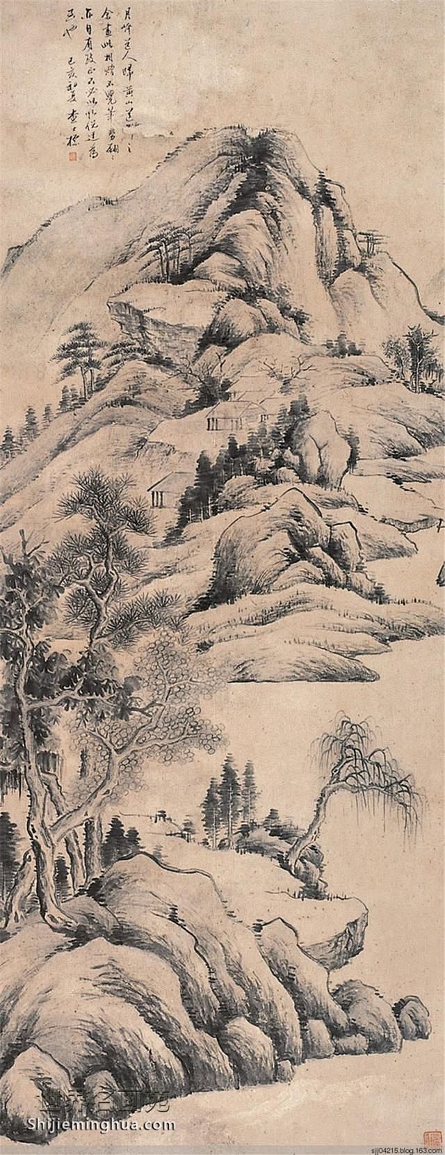 清 查士标·山水画欣赏 查士标(1.