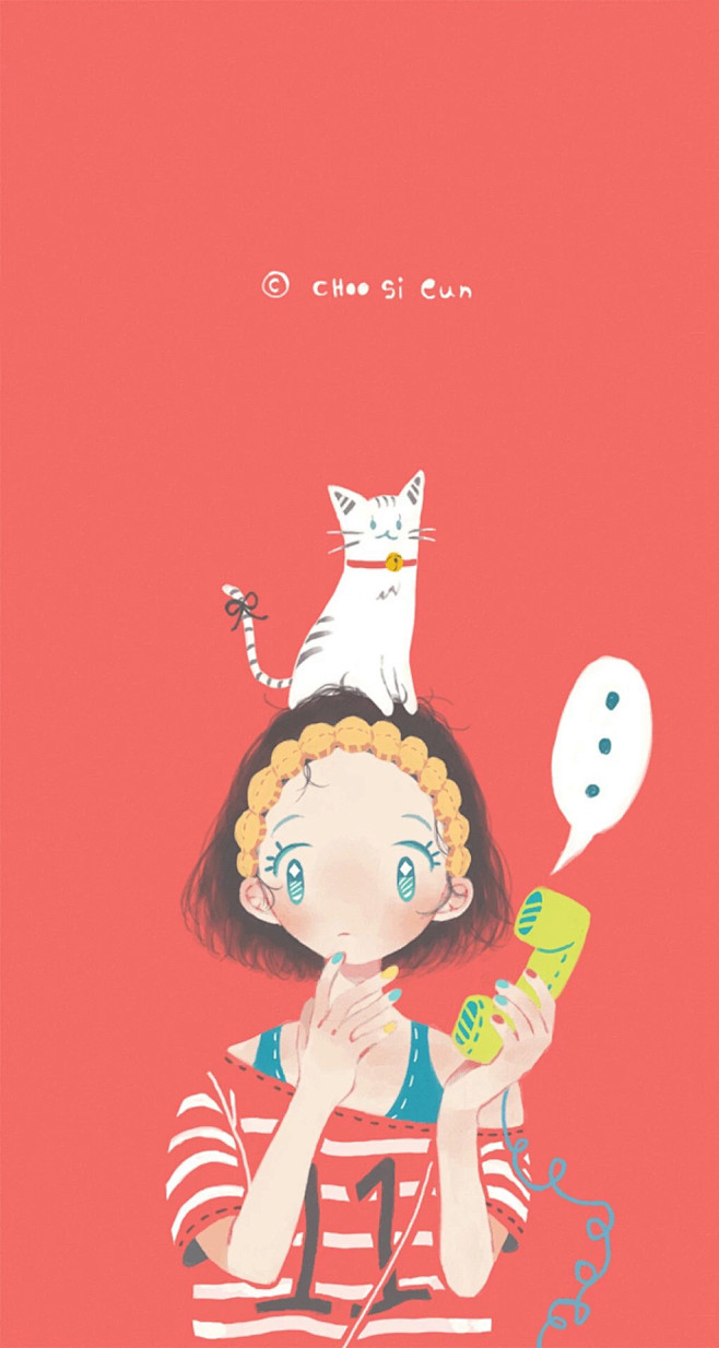 卡通手机壁纸少女原宿可爱插画设计高清动漫日系韩系背景锁屏搞怪欧美