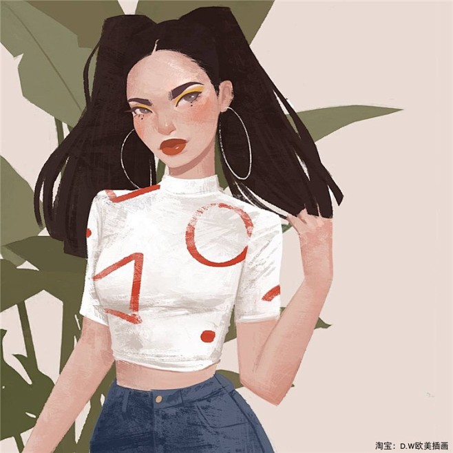 国外janice欧美风创意个性素描头像人像女性插画板绘手绘临摹素材淘宝