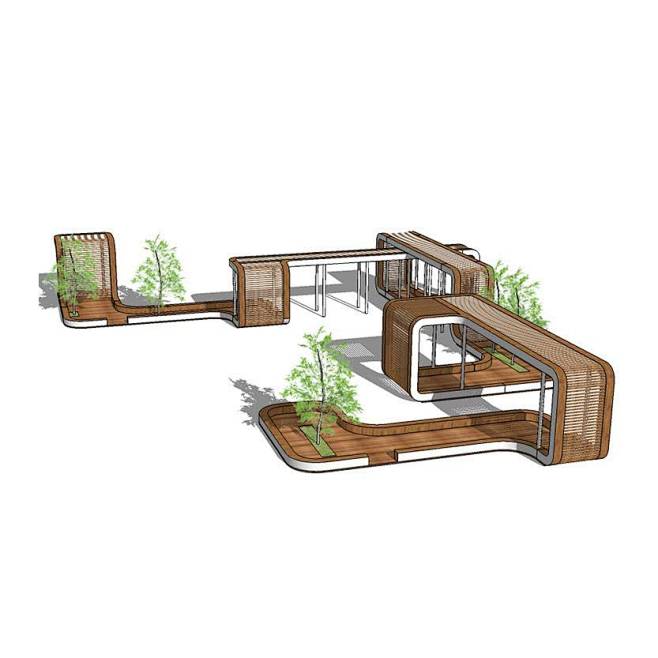休闲廊架景观廊架生态廊架木廊架庭院景观设计skp素材必然标识网