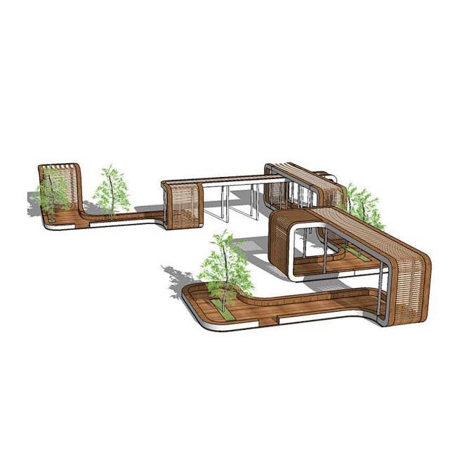 休閒廊架景觀廊架生態廊架木廊架庭院景觀設計skp素材必然標識網