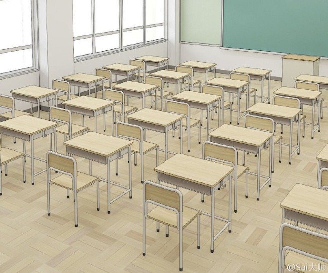 一些教室背景绘画多角度教室设计绘制透视练习希望对你有帮助插画艺术