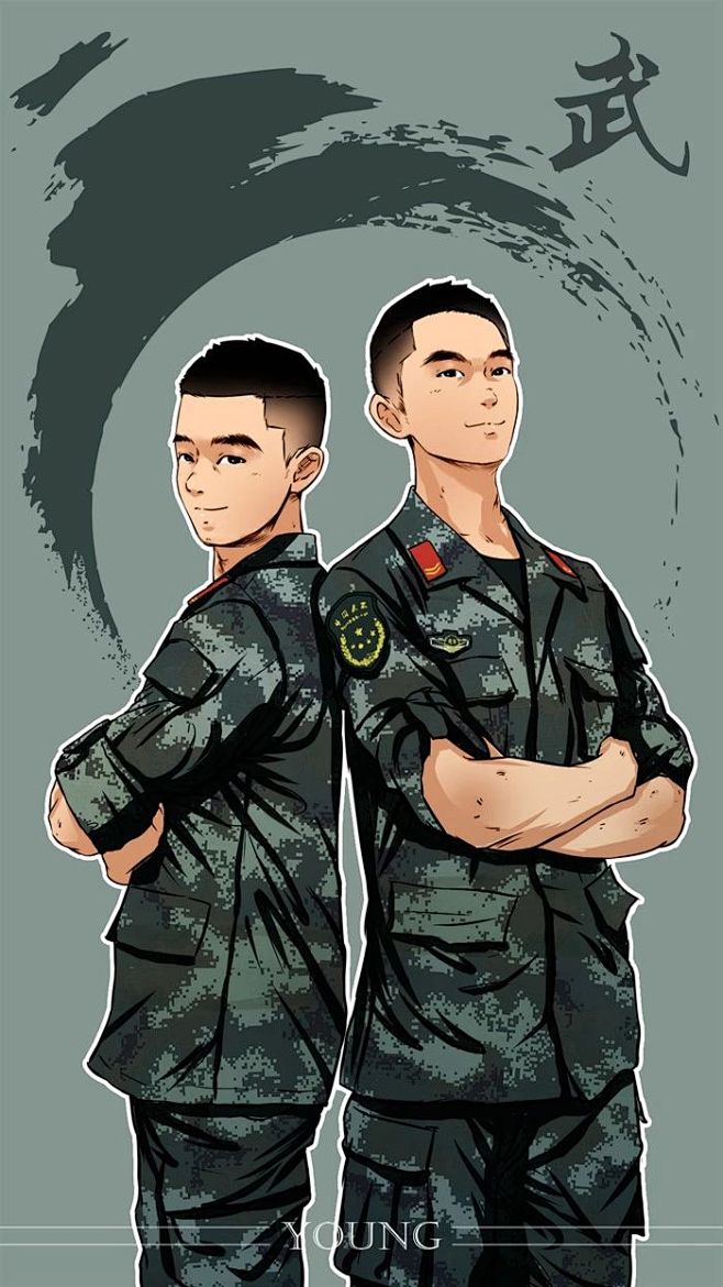 军人军旅帅气致敬绘画插图来自young军旅漫画